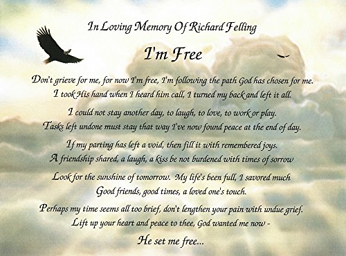Names To Remember CUSTOMIZED I'm Free Poem Personalized Bereavement Gift On Eagle Background