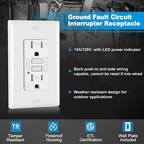 (10 Pack) UNIELE 15 Amp WR Outdoor GFCI Receptacle Outlet, Weather