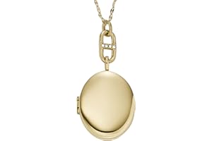 Fossil Women's Plated Stainless Steel Engravable Personalized Gift Pendant Chain Necklace for Women