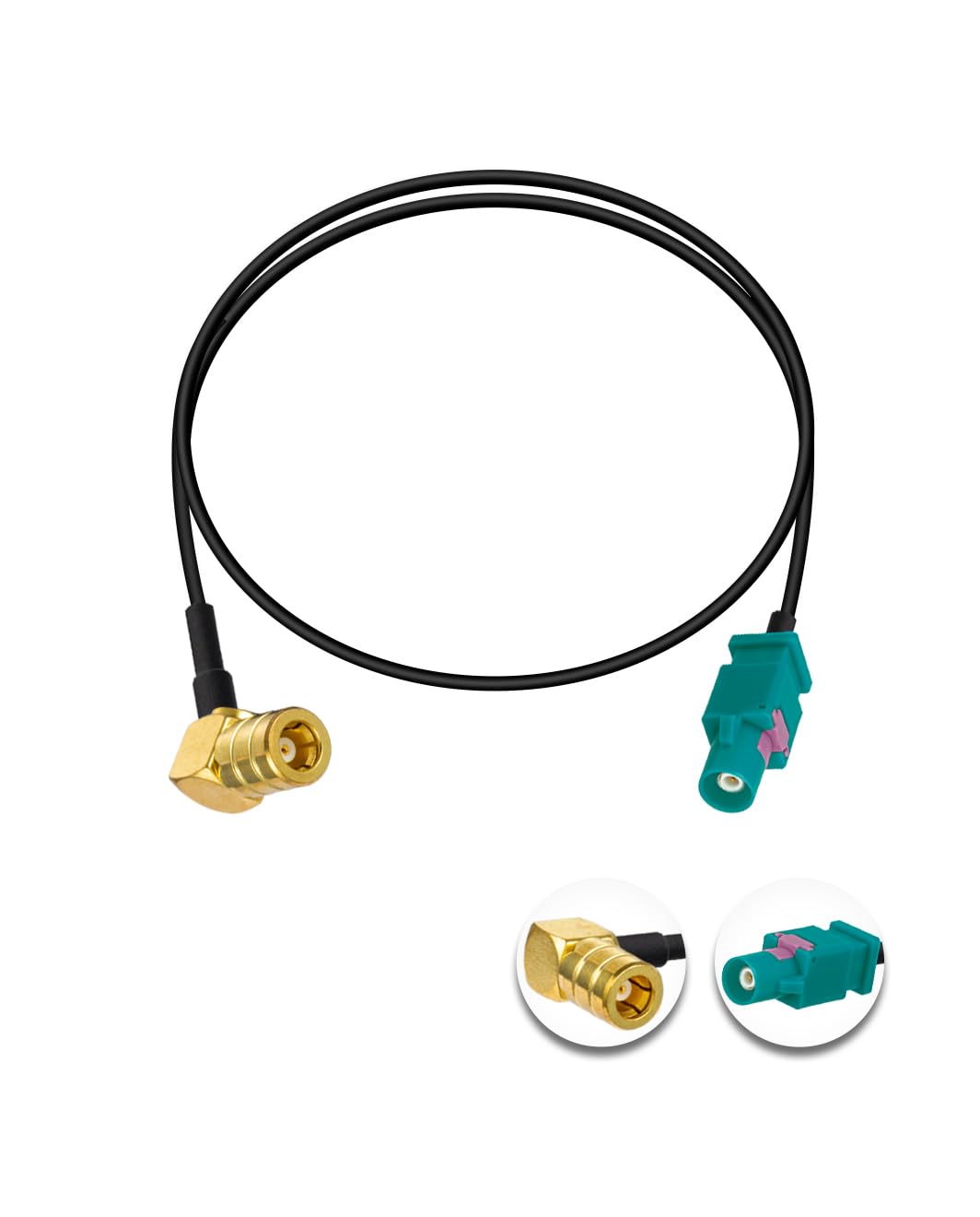 Vecys SMB Female Right Angle to Fakra Z Male Extension Cable 20In/50cm Universum FAKRA Plug to SMB Socket Antenna Adapter RG174 Type Z Cable