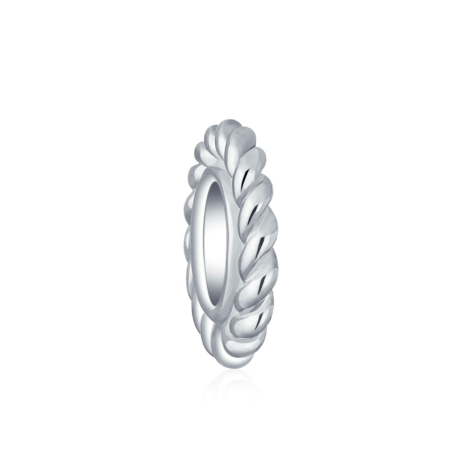 Bling Jewelry Simple Twist Rope Cable Thin Spacer Bead Charm For Women Teen .925 Sterling Silver Fits European Bracelet