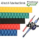 GREATFISHING Diameter: 25mm 30mm 35mm X-Tube Heat Shrink Sleeve Wrap Fishing Bulding Handle Cork Rod Grip with Non Slip Waterproof and Insulation 40 Inch Lengths Durable Repair(black 30)