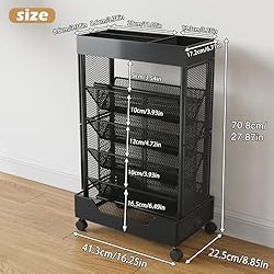COVAODQ Book Cart with Wheels Mobile Bookshelf