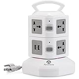 Anmire Vertical Power Strip Multi-sockets 7 Outlets and 2 USB, 2500W, 110-250 Worldwide Voltage Power Socket Universal Jack Tower Outlets with 6.5 Feet Cord for Home and Office