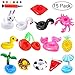 Angela&Alex Inflatable Drink Holders 15 PCS Drink Floats Beverage Cup Coasters for Pool Beach Party Supplies Favors Kids Bath Toys Swan Crab Pineapple Palm Tree Watermelon Rabbit Hot Tub Accessories