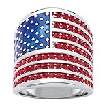 Palm Beach Jewelry Silver Tone Round Simulated Red