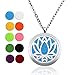 Gouraml Aromatherapy Essential Oil Diffuser Necklace Pendant Locket Jewelry Hypo-allergenic 316L Surgical Grade Stainless Steel 24 Inch Chain and 10pcs Washable pads(Lotus Of life)