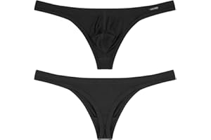 FIROTTII Mens Thong Underwear Ribber G-String Low Rise Briefs T-Back Pouch Stretch and All-day Comfort Lingerie for Men