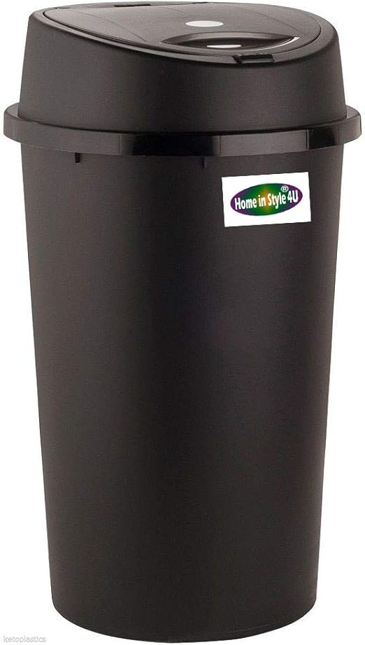Black Colour 45 Litre Touch Top Kitchen Bin With Removable Lid Makes It