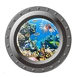 Vktech® Shark Ocean View Wall Sticker 3D Porthole Window Kids Room Home Decor Art