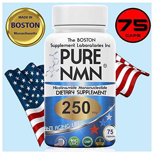The Boston Supplements | Pure NMN | 250mg Per Serving (Nicotinamide Mononucleotide), Third Party Tested, to Boost NAD+ Levels Similarly to Riboside Anti Aging (75 Capsules) Repair & Energy, Vitamin