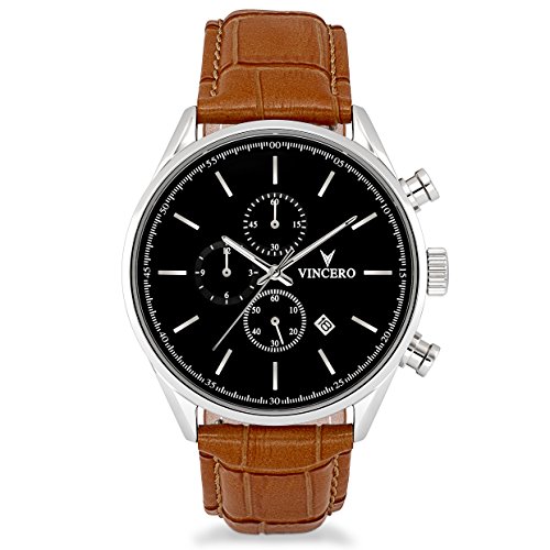 Vincero men s chrono s watch - black/tan with leather b…