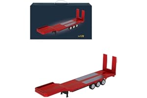 1/18 Scale RC Semi-Flatbed Trailer for 770S Heavy Duty RC Semi Truck, Remote-Controlled Construction Vehicle Accessories, Red