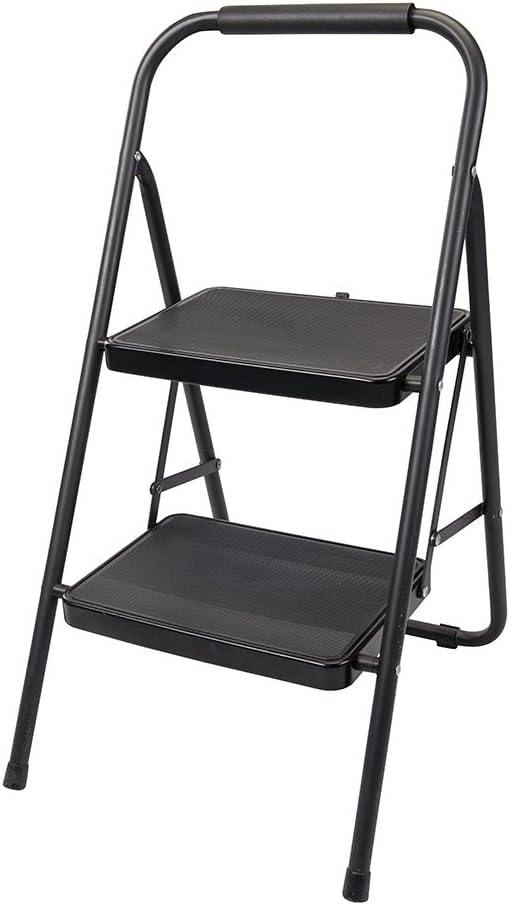 Silverline Step Ladder - 2-Tread, 475mm Aluminium Compact Ladder for Home & Workshop Use (226092), Multi-coloured, 375 x 65 x 880mm