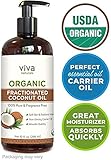 Viva Naturals Organic Fractionated Coconut Oil - 100% Pure USDA Certified, Perfect for Skin Moisturizing and Shaving, Hair Nourishment, Carrier and Massage Oils, DIYs and More(10 oz)