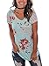 2017 Women's Spring Summer Floral Print Striped Short Sleeve T Shirts Loose Casual Tops,Green,Medium
