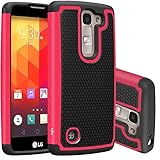 LG Escape 2 Case, LG Logos Case, LG Spirit Case, LK LG Escape 2 / LG Logos / LG Spirit Case [Drop Protection] [Shock-Absorption] [Impact Resistant] Hybrid Dual Layer Armor Defender Protective Case Cover for LG Escape 2 (AT&T) / LG Logos (US Cellular) / LG Spirit (Metro PCS) (HY Series - Hot Pink)