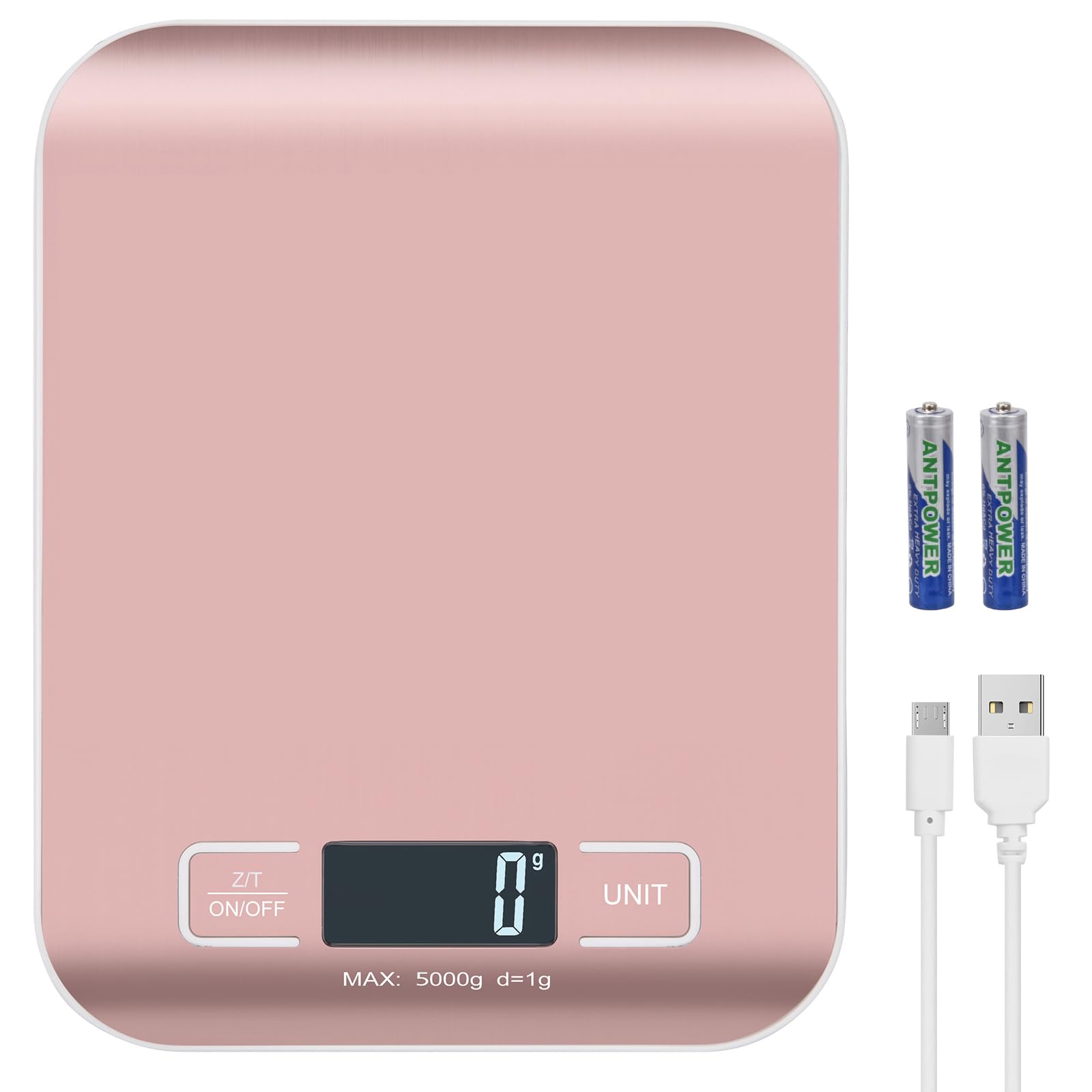 Photo 1 of Emarful Kitchen Food Digital Scale Portable Postal Scale for Small Business Packages, Food, Handmade Goods, Liquids, with Large LCD Display High-Precision 1g Accuracy (Rose Gold Rechargeable(5kg/1g))