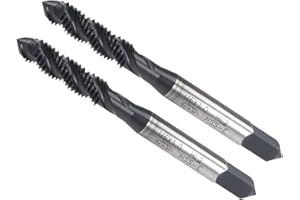 CoCud Spiral Flute Threading Tap, M6X1.0 Thread Size, Nitriding Coated HSS Tapping Tool - (Applications: for Processing Holes & Sticky Materials), 2-Pieces