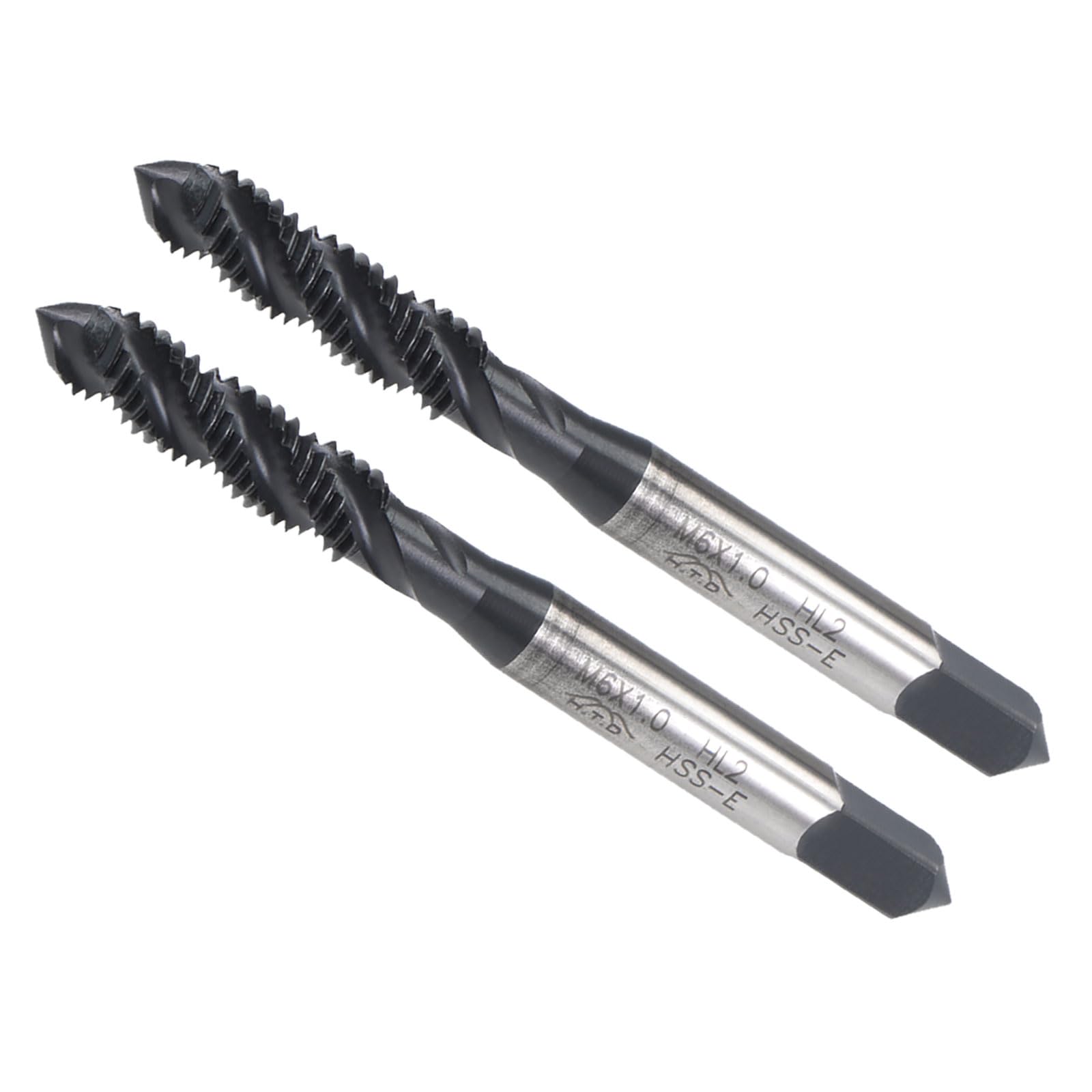 CoCud Spiral Flute Threading Tap, M6X1.0 Thread Size, Nitriding Coated HSS Tapping Tool - (Applications: for Processing Holes & Sticky Materials), 2-Pieces โ image 1