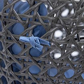 Egg Chair X-Large Outdoor Indoor Hanging Egg Chair with Stand Rattan Wicker Porch Swing with UV Resistant Blue Cushion… 51CEScgmBeL