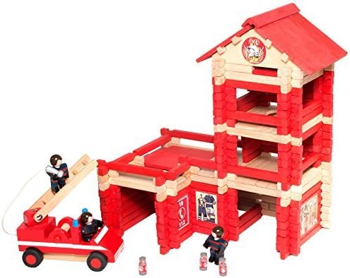 Jeujura Fire Station Wooden Construction Kit (210-Piece) by JEUJURA
