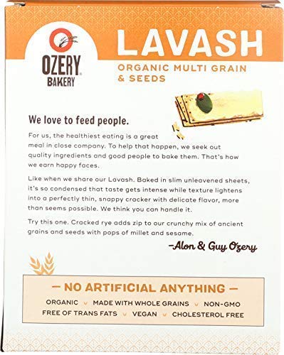 Ozery Bakery Organic Multi Grain & Seeds Lavash Crackers, 4-Count, 6-Pack