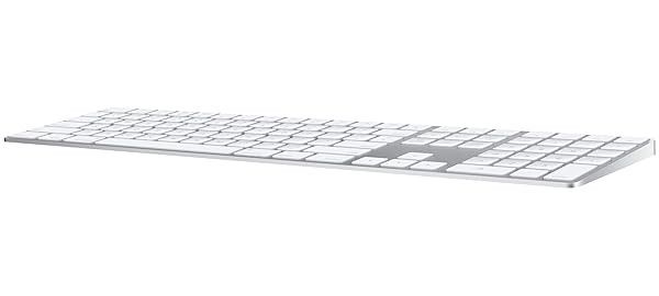 APPLE MAGIC KEYBOARD WITH NUMERIC KEYPAD: WIRELESS, BLUETOOTH, RECHARGEABLE. WORKS WITH MAC, IPAD, OR IPHONE; US ENGLISH – WHITE