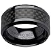 Black Ceramic Ring With Black Carbon Fiber by CERAMIC GESTALT® - 10mm. Comfort Fit.