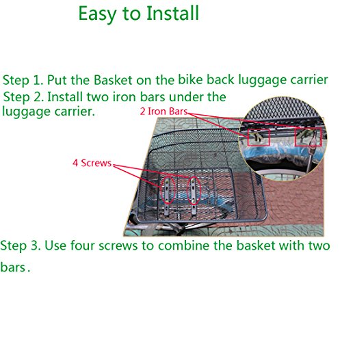 Bicycle Back Basket, YIFAN Storage Bike Cargo Rack Cycling Mountain Road Bike MTB Accessories - Black