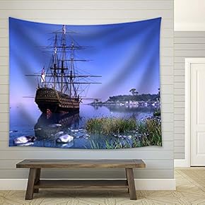 Merchant Tall Ship - Fabric Tapestry, Home Decor - 51x60 inches