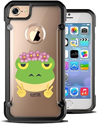 iPhone 7 Case Green Flog Emoji Crown Princess Meme Hybrid Transparent Designer Case Cover For Teens Girls Women. Fits iPhone 7 7S [ KlypsterMax ]