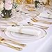 NERVURE 175 Piece Gold Plastic Plate & Cutlery Set Service for 25 Disposable Place Setting Include: 25 Dinner Plates,25 Dessert plates, 25 Forks,25 Knives, 25 Spoons, 25 Mini Forks,25 Mini Spoons.
