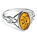 Baltic Light Honey Amber Sterling Silver Celtic Ring Cabochon