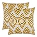 HWY 50 Yellow Embroidered Decorative Throw Pillows Covers Set Cushion Cases for Couch Sofa Living Room Modern Geometric Rhombus 18x18 inch Pack of 2