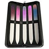 Nail Files-5 Professional Crystal Nail File with Case-Glass Nail File-Premium Luxury Crystal Glass Finger Nail File Set - Pedicure Fingernail File -Manicure Nail Files and Buffer Kit-Best Gift