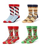 Zmart Men's Colorful Patterned Casual Crew Socks 4 Pack size 7-11,Color-1,Medium