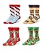 Zmart Men's Colorful Patterned Casual Crew Socks 4 Pack size 7-11,Color-1,Medium