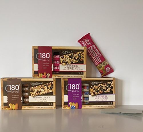 GLUTEN FREE: 180 Snacks Trail Mix Crunch Bars Variety of 3 Boxes-Individually Wrapped. Almond Cashew, Blueberry Pomegranate & Cranberry Pomegranate + a Bonus Free Gorp Recipe From Z-Organics (15 Bars)
