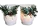 BANBERRY DESIGNS Christmas Candle Holders - Set of 2 White Glitter Votive Holders with Greenery and Berries - LED Flameless Candles Included - Christmas Centerpiece Candles