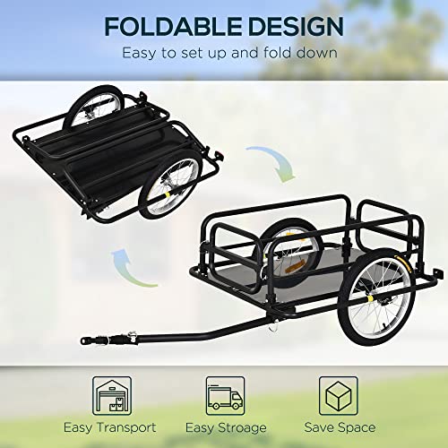 Aosom Bike Cargo Trailer for Hefty Loads, Foldable Compact Storage