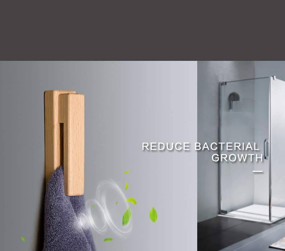 JINMURY Modern Wooden Towel Holders -Set of 2 Self Adhesive Towel Hook Wood Wall Mounted Towel Holder Home Decor- Durable - Image 4