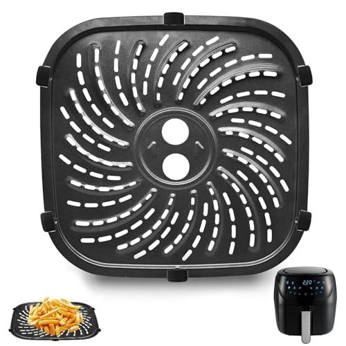 GXF Air Fryer Replacement Parts for PowerXL Vortex Pro 8 QT Air Fryer, Oval 10''*10''Food Grade Stainless Steel Air Fryer Accessories Grill Pan Grill Plate Crisper Plate Tray Rack with Rubber Bumpers
