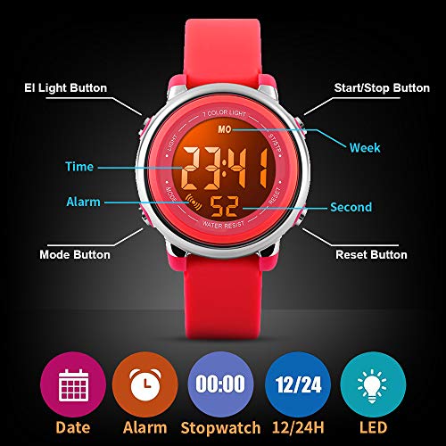 6 Function+Waterproof+Stopwatch+Digital+Wristwatch