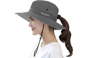 DUKARS UPF 50+ Wide Brim Sun Hat Waterproof UV Protection Bucket Boonie Hat for Women