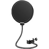 Neewer Professional Microphone Pop Filter Shield Compatible with Blue Yeti and Any Other Microphone, Dual Layered Wind Pop Sc