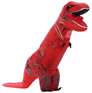 caringgarden Unisex Jurassic T-Rex Inflatable Costume Dinosaur Fancy Dress Red Adult Size