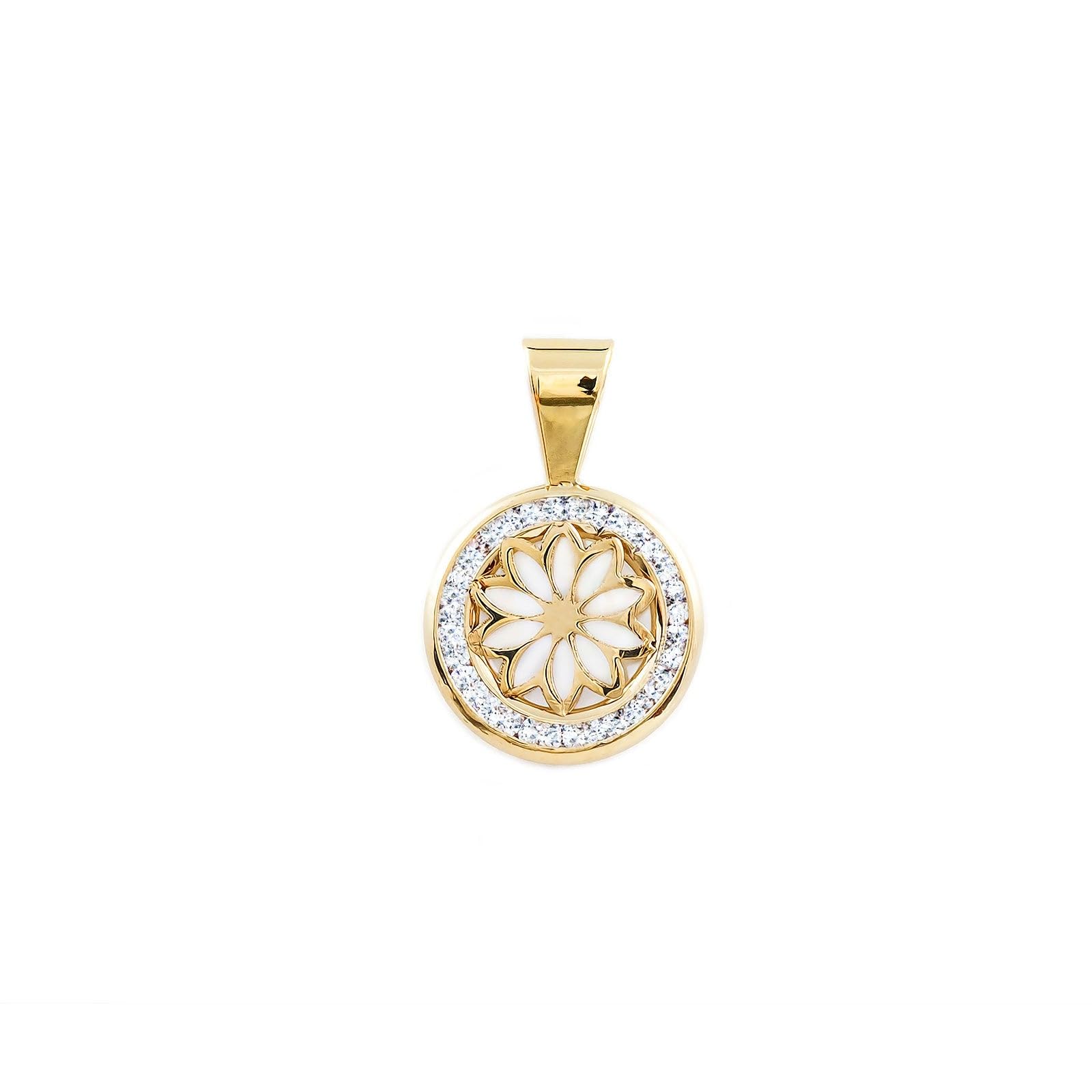 Monde Petit 9ct Yellow Gold round Flower nacre Children's Pendant