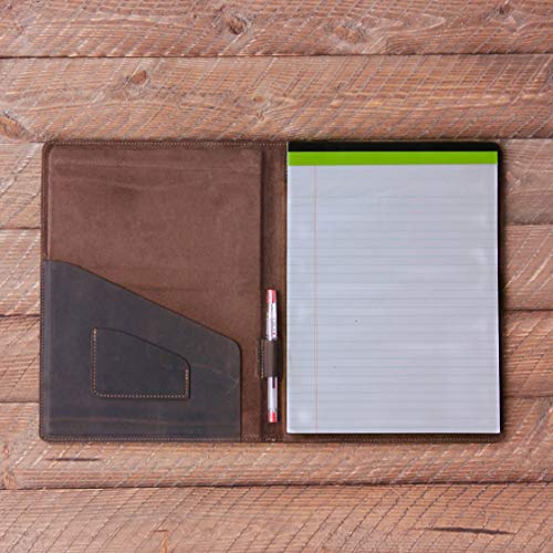 Pegai Personalized Leather Portfolio/Legal Padfolio, Distressed Leather Pad Folio - Marshall | Chestnut