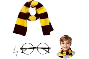  ﻿ Hogwarts Gryffindor Scarf Hermione Granger Wizarding Costume Set: Wand, Glasses, Tie for Halloween Cosplay